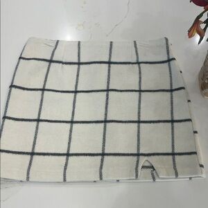 Lulu's Cream and Black Checkered PlaidMini Skirt
